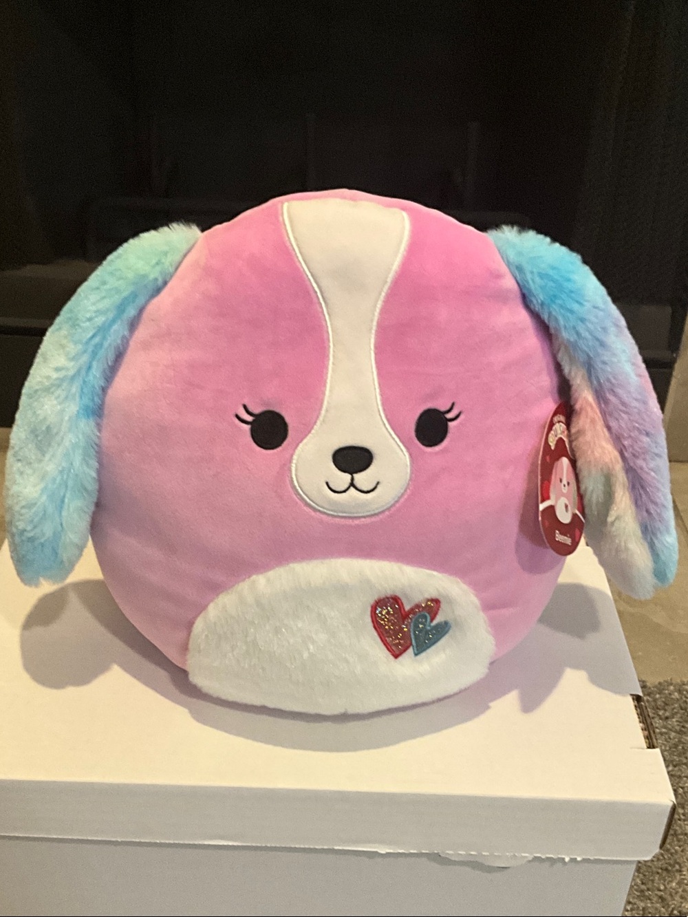 Squishmallows Pink Plush Puppy with Blue Pastel Ears